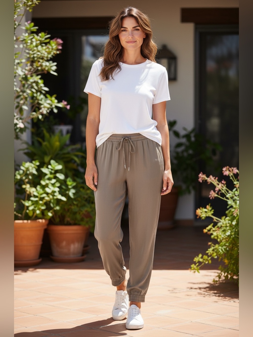 Splendid Taupe Drawstring Joggers